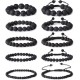 10Pcs Lava Bead Bracelets For Men Women Natural Stone Essential Oil Diffuser Yoga Bracelet Elastic Adjustable Braided Rope 10Pcs Lava Bead Bracelets For Men Women Natural Stone Essential Oil Diffuser Yoga Bracelet Elastic Adjustable Braided Rope